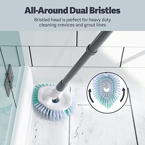 Casabella Tub and Tile Brush with 28 Inch Extendable Handle and Scrubber Pad