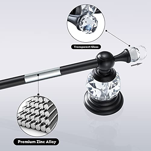 BATHSIR Crystal Toilet Paper Holder, Black Toilet Roll Holder Modern Bathroom Accessories Zinc Alloy Tissue Hanger Wall Mounted - color: Black