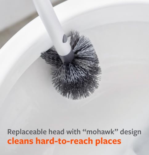 Full Circle Scrub Queen, Bathroom Toilet Brush with Ceramic Holder and Instant-Dry Coating for Mold & Mildew Prevention, More Hygenic Toilet Cleaning Scrubber, Replaceable Head, White - color: Starter Kit, style: Toilet Brush