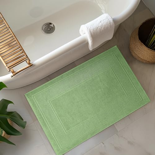 Avalon Towels Sage Green Bath Mat - 100% Cotton Set of 4 Absorbent Bathmat - Bathroom Mats Quick Dry Bath Mats for Bathrooms (22x34 Inches) - color: Sage Green, size: Pack of 4