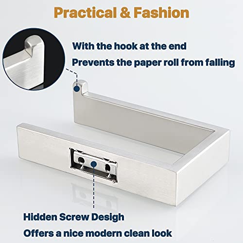 Sayayo Brushed Nickel Toilet Paper Holder Wall Mount, Toilet Tissue Holder for Bathroom Tp Holder Square, SUS304 Stainless Steel 6 Inch - color: Brushed Nickel