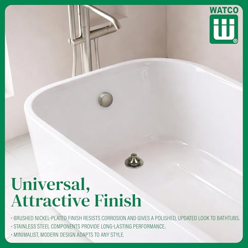 Watco Universal NuFit Push Pull Stopper, Silicone, 3/8 in or 5/16 in Combo Pin, Friction Pin, Grid, Universal Bathtub Drain Stoppers, Easy Install, Hair Catcher, Replacement Tub Drain, Brushed Nickel - color: Brushed Nickel