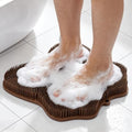 OZNER Silicone Shower Foot Scrubber Mat,Back Washer Bath Wash Pad Exfoliating & Massage, Wall Mounted Slip Strong Suction Cups for Use in Cleaner Men and Women (Brown) - color: Brown