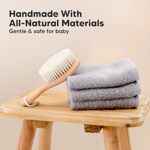 Wooden Baby Hair Brush for Toddler, Infant Cradle Cap (Walnut, Petite) | Soft Goat Bristles Brush for Newborn Girl, Boy Hair, Scalp, Styling, Gentle Grooming, Baby Comb, Baby Bath Essentials - color: Walnut, size: Oval, Petite 5"