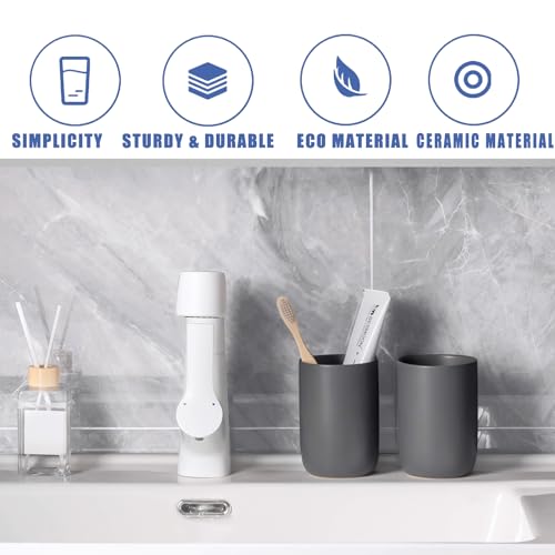Toothbrush Holders for Bathrooms - 1 Cups Ceramic Toothbrush Toothpaste Holders, Grey Bathroom Tumbler Cups Reusable Toothbrush Mouthwash Cup, Bathroom Counter Organizer. - color: Grey, size: 1pcs