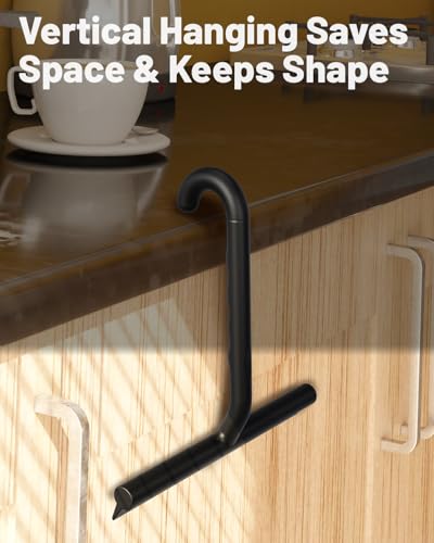Silicone Shower Squeegee with Hook,Dual-Sided Design with Scraper & Scrub Surface, Shower Squeegee for Glass Doors (Classic Black) - color: Classic Black