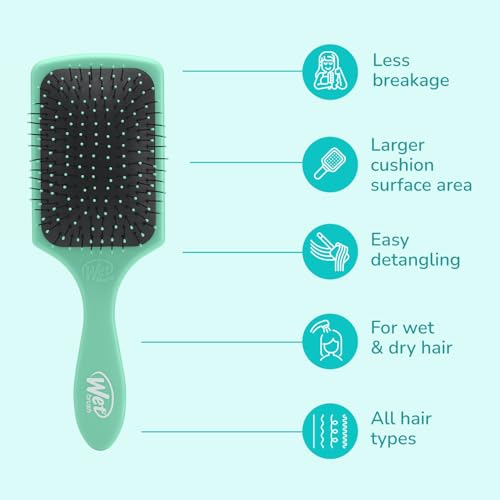 Wet Brush Paddle Detangler Hair Brush, Amazon Exclusive Aqua, Ultra-Soft IntelliFlex Bristles with AquaVent Design, Great For Treatment & Mask Application, Women, Men, Wet, Dry and Damaged Hair - color: Amazon Aqua, size: 1 Count (Pack of 1)