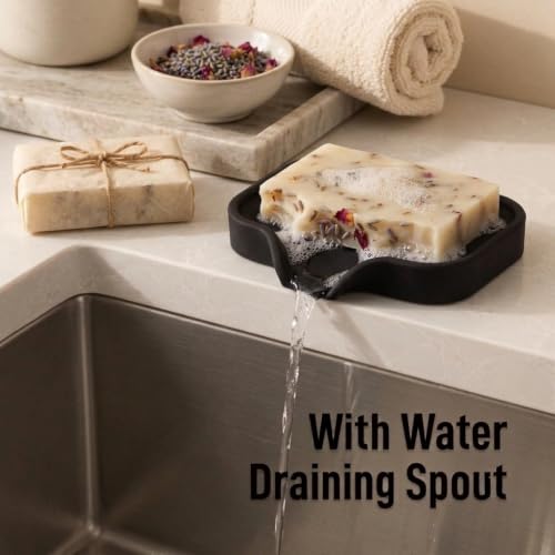 Zulay Kitchen Small Silicone Sponge Holder (4.9x3.3”) – Space-Saving Sink Organizer Tray for Sponge, Soap, Brush & More – Compact Non-Slip Dish for Kitchen & Bathroom (Black) - color: Black (Small), size: Small (4.9x3.3)