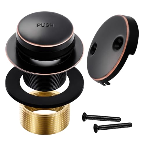 Oil Rubbed Bronze Bathtub Drain Tip-Toe Tub Trim Set with Two-Hole Overflow Faceplate Bathroom Tub Drains Replacement Conversion Kit - color: Oil Rubbed Bronze