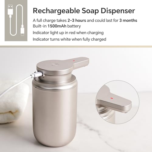 LAOPAO Automatic Soap Dispenser, Liquid Hand Soap Dispenser for Bathroom Kitchen Rechargeable Touchless Hand Soap Pump, 10oz - color: Liquid