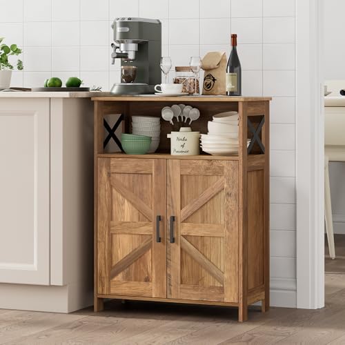 Homhedy Farmhouse Bathroom Storage Cabinet with 2 Doors, Toilet Paper Cabinet with Adjustable Shelf, Small Bathroom Cabinet for Kitchen/Laundry/Living Room, 11.8 x 23.6 x 31.5 Inches, Rustic Walnut - color: Rustic Walnut