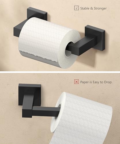 FORIOUS Toilet Paper Holder Wall Mount, Stainless Steel Rustproof Double Post Pivoting Tissue Roll Holder for Bathroom, Commercial Toilet Paper Dispenser (Matte Black, Square) - color: Matte Black