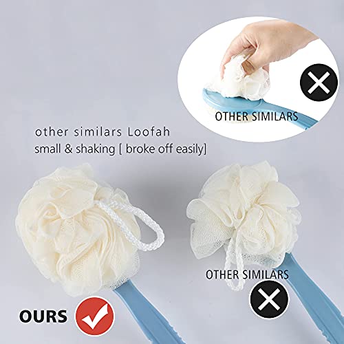 Shower Body Brush with Bristles and Loofah,Back Scrubber Bath Mesh Sponge with Curved Long Handle for Skin Exfoliating Bath, Massage Bristles Suitable for Wet or Dry, Men and Women (Black) - color: Black