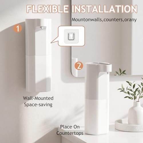 Automatic Soap Dispenser Touchless, Liquid & Foaming Soap Dispensers, USB Rechargeable Smart Hand Soap Dispenser, 3-Level Adjustable, 12.2oz/360ml (2 Pcs Foam Set White) - color: 2 Pcs Foam Set White