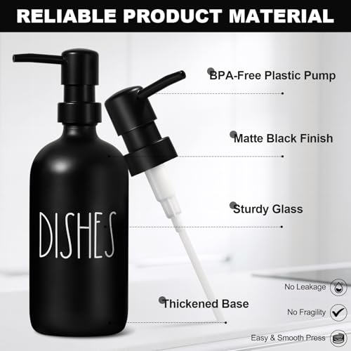 Kitchen Soap Dispenser Set, 16.9 fl oz Hand and Dish Soap Dispensers with Tray, Black Kitchen Soap Dispenser Set with Sponge Holder, Instant Dry Tray, Countertop Sink Organizer Accessories - color: Black Bottle+black Pump