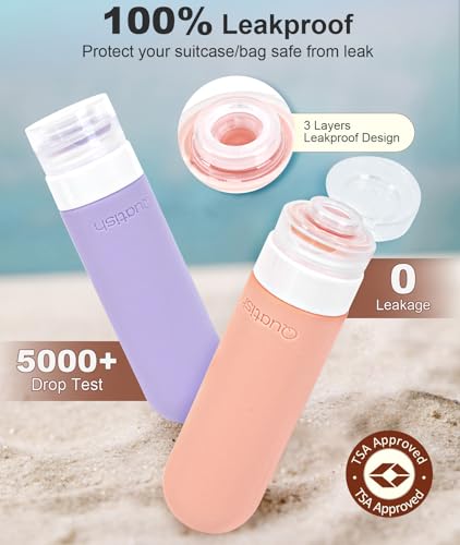 Quatish Travel Bottle for Toiletries 6 Pack, Original Patented Leakproof 3oz Tsa Approved Travel Size Container, BPA Free Silicone Shampoo and Conditioner Bottle, Cruise Camping Essentials, Periwinkle - color: Periwinkle