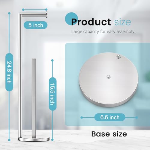 Toilet Paper Holder Stand, Toilet Paper Holder Free Standing, Toilet Paper Stand, Brushed Nickel Toilet Paper Holder with Storage, Rustproof Toilet Paper Holders for 4 Rolls (Brushed Nickel) - color: Brushed Nickel
