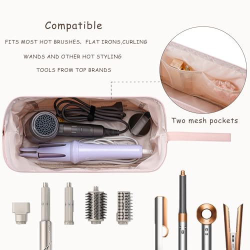 RSRSLEII Large Quilted Hair Tools Travel Bag with Bow Pattern,Waterproof Hair Styling Accessories Storage Case for Shark FlexStyle, Dyson Airwrap Hair Dryer, Curling Iron, Revlon Hair Tools(Brown) - color: 05Brown