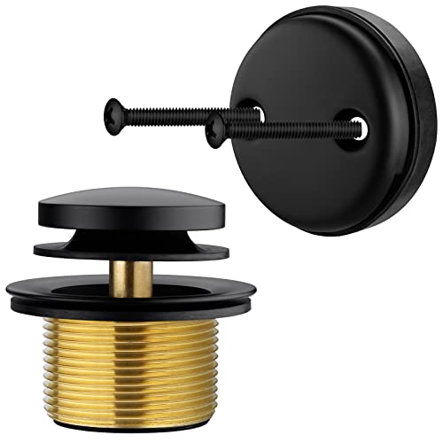 Brass Tip-Toe Tub Drain Kit, Matte Black Tub Drain and Overflow Kit with 2 Hole - color: Black, style: 2-hole