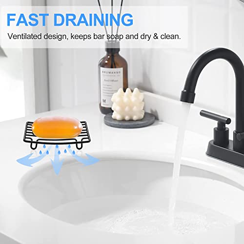 Soap Dish, Stainless Steel Bar Soap Holder for Shower Bathroom, Rust Proof Self Draining Soap Tray, Black-1 Pack - color: Black-rectangular 1p