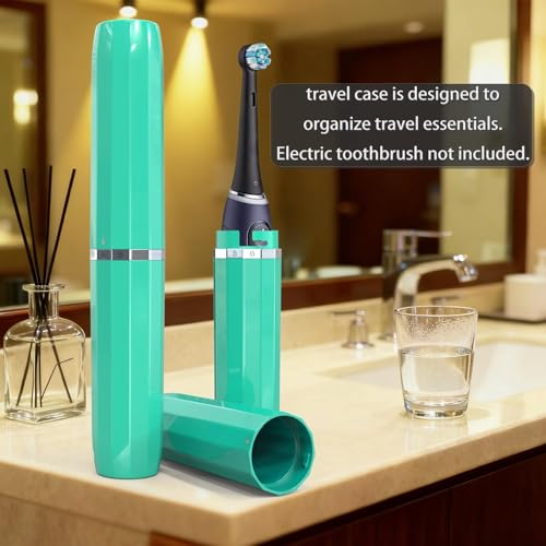 Long Ventilated Electric Toothbrush Travel Case, Portable Holder, Fits Most Standard Straight Electric Toothbrushes (Green) - color: Green