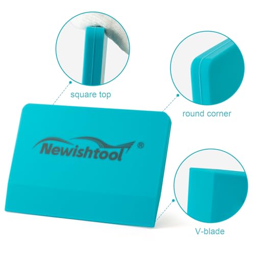 NEWISHTOOL Soft Silicone Small Squeegee for Vinyl, 2 PCS PPF Tools Window Tinting V-Blade Scraper for Window Film Application, Car Paint Protective Film Installation & Water Removal - color: Blue