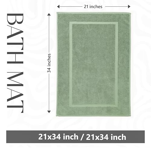 HILLFAIR-900 GSM-100% Ringspun Cotton Floor Towels mat- Hotel-Spa Tub-Shower Bathroom Floor mat Towels- 21 x 34 Inch - Terry Cotton Bath Mats, Machine Washable, Absorbent- 2 Peice Towel Set- Sage - color: Sage, size: 2 Piece Towel Set