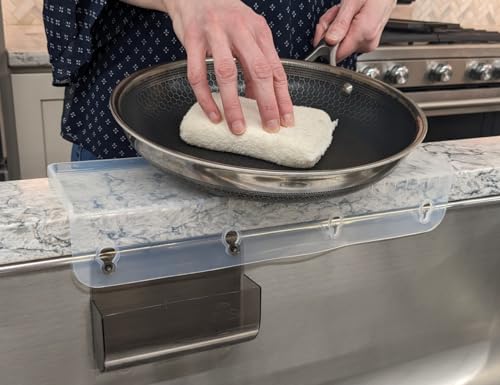 SiliProducts SiliSink Silicone Edge Guard for Kitchen Sink - Fits 3.75” - 4” Wide - The Original Silicone Sink Edge Protector with Sponge Caddy - Splash Guard, 14” Clear Diamond - color: Clear Diamond, size: 4in x 14in