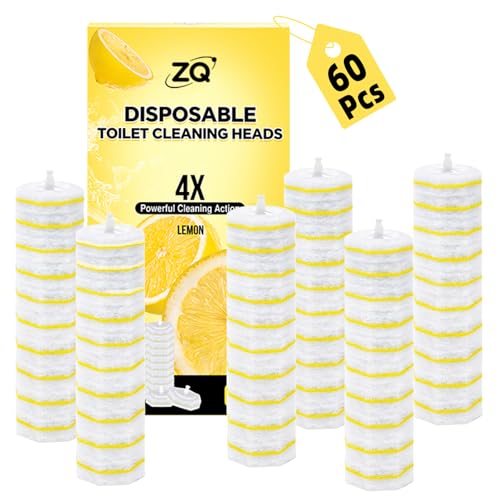 60 Count Toilet Wand Refills for Clorox and Most Named Wand, Lemon Scent | Disposable Toilet Brush Heads, Toilet Bowl Cleaner, Pre-Loaded Cleaning Formula, Lemon Scent, Bathroom Cleaning Supplies - size: 1 Count (Pack of 60)