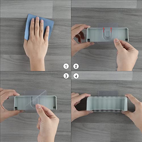 Toothbrush Holder Wall Mounted with Cover for Bathroom, 5 Slots Toothbrush Storage Organizer for Shower, Self Adhesive Toothbrush Hanger Rack for Dorm, Cabinet(Blue) - color: Blue