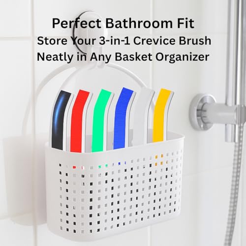 Hard Bristle Crevice Cleaning Brush Set, Multi Color, 6 Pack, 23cm Length, for Gap, Floor, Toilet Cleaning