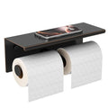 FORIOUS Double Toilet Paper Holder with Shelf, Wall Mount Tissue Roll Holder for Bathroom, 304 Stainless Steel Commercial Toilet Tissue Dispensers with Phone Shelf (1, Oil Rubbed Bronze) - color: Oil Rubbed Bronze
