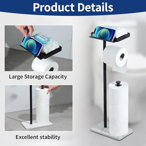 Toilet Paper Stand - Extra Heavy Duty Marble Base Toilet Paper Holder Stand, - color: Marble White