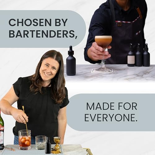 A Bar Above Cocktail Atomizer Spray Bottles and Dropper Set, Small Spray Bottle Set for Your Bar, Versatile Atomizer Glass Bottles, Small Bitters Bottle, Mini Bottles, Black, 4 Ounces - color: Black, size: 4oz