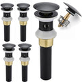 Rockgoya Bathroom Sink Drain,5 Pack Drain Stopper Bathroom Sink with Overflow,Pop Up Drain Assembly with Detachable Strainer Basket,Built-in Anti-Clogging Strainer,Stainless Steel Mattle Black - color: Mattle Black-5 Pack, style: With Overflow