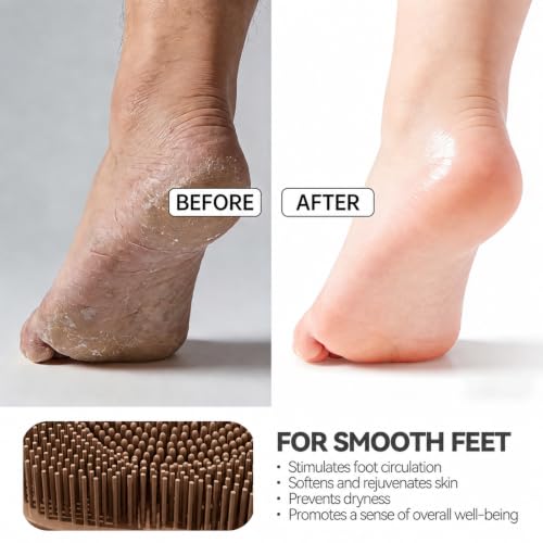 OZNER Silicone Shower Foot Scrubber Mat,Back Washer Bath Wash Pad Exfoliating & Massage, Wall Mounted Slip Strong Suction Cups for Use in Cleaner Men and Women (Brown) - color: Brown