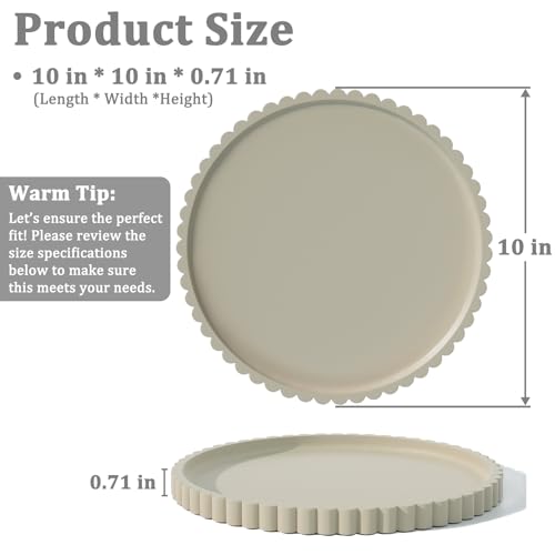 HighHerz Silicone Bathroom Countertop and Vanity Tray-10 Inch Round Silicone Bathroom Tray, Modern Bathroom Decor, Coffee Table Decor, Decorative Tray for Candle, Perfume, Plants (Khaki) - color: Khaki, size: 10.1"