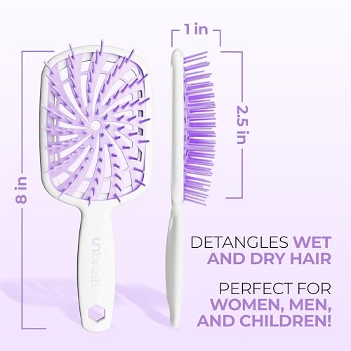 FHI Heat UNbrush Plus — Curly Hair Brush for Gentle & Effective Detangling on Wet or Dry Fragile Hair Types — Detangler Brush w/ 84 UltraFlex Bristles, Ultra-light, Vented, Anti Static Hairbrush - color: Sugar Plum
