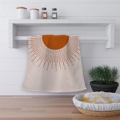 OHSUL Boho Kitchen Towels, Decorative Hand Towels for Bathroom, Orange Sun Sunshine Dish Tea Towels, Bohemian Decor, 16x24 Inch, Set of 2 - color: Color-6