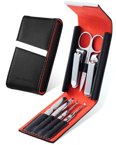 7 in 1 Nail Clipper Set, Manicure Kit with Magnetic Case | Fingernail Clippers,Nail File,Tweezers,Eyebrow Scissors,Ear Cleaner,Compact and Portable,Travel-Friendly,Gift for Women & Men