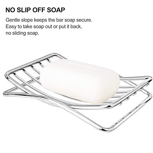 Soap Dish Stainless Steel Bar Soap Holder for Shower Bathroom, Self-draining Soap Dishes Sponge Holder for Kitchen Sink Easy Cleaning Quick Dry with Beige Soap Saver - color: Beige-arch 1p