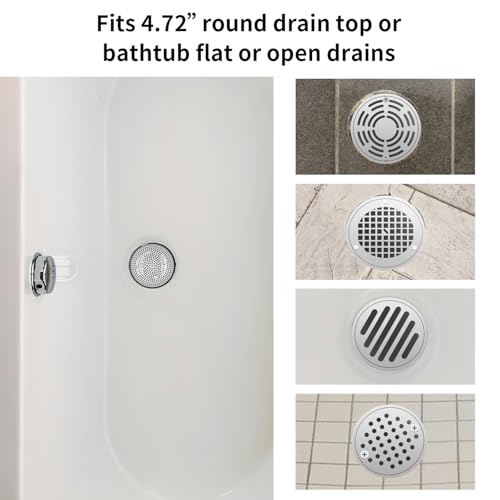 Ohtomber Shower Drain Hair Catcher - 4.72" 4PCS Stainless Steel Shower Stall Sink Drain Cover Strainer,Bathtub Hair Filter Trap Stopper, Bathroom Floor Screen Protector with Silicone Rim