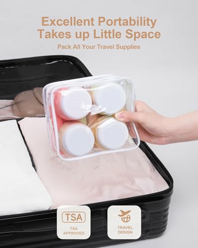 Mrsdry Travel Size Toiletries 8 Pack, TSA Approved 3oz Silicone Squeeze Bottles & Cream Jars with Clear Travel Bag - color: Maple Leaf, size: 3oz bottle 3oz jar