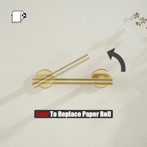 JQK Gold Toilet Paper Holder, Double Post Pivoting Tissue Holder Wall Mount, 304 Stainless Steel Hold Mega Rolls, TPH150-BG - color: Brushed Gold