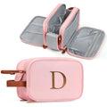 YOOLIFE Travel Toiletry Bag for Women - Gifts for Women Teen Girls, Personalized Initial Makeup Cosmetic Bag Sister Daughter Birthday Teacher Appreciation Gifts Letter D Pink - color: Pink, style: D