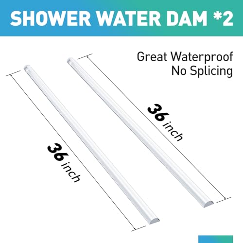 Shower Dam, 2 PCS 1/2" X 1/4" (WxH) Shower Threshold Water Dam,36In Clear Acrylic Shower Bottom Seal Stop Shower Leaks and Create a Water Barrier - size: 1/2 X1/4" (WxH)