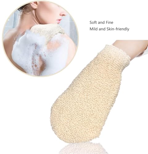 2 Pcs Exfoliating Gloves, Bath Shower Gloves Mitts Bamboo Fiber Bath Body Cleaning Cloth Sponges for Exfoliating and Body Scrubber