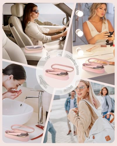 Soimeat Clear Travel Makeup Brush Holder, Leather Makeup Brush Toiletry Bag, Portable Cosmetic Brush Case, Transparent Waterproof Makeup Brush Storage Bag, Pink - color: Pink, size: Small