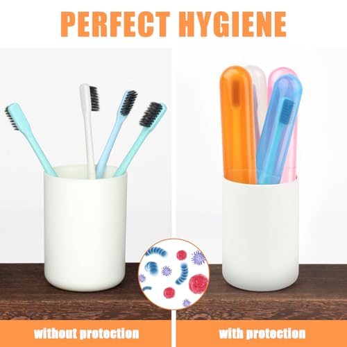 6 Pack Travel Toothbrush Case, Breathable Portable Toothbrush Holder, Plastic Toothbrush Cover Container for Traveling, Bathroom, School, Home, Business, Camping - color: Orange+Pink+Purple+Blue+Lucency(2)