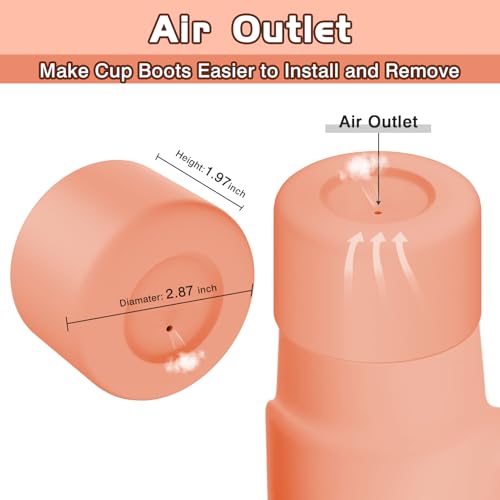 WUQID Silicone Boot Sleeve Compatible with Hydro Flask Travel Tumbler with Handle 32oz&40oz and 12-24oz Hydroflask Bottle & Stanley 20 30 40oz Tumbler, Fit 2.83-2.95in Bottom, Anti-Slip Bottle Cover - color: Nectarine